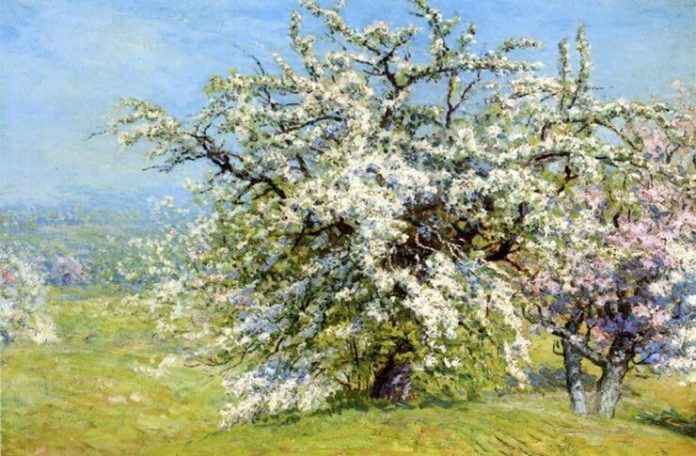 John Joseph Enneking, pictor american impresionist (1841–1916 ), ”Pajiște în floare” John Joseph Enneking, pictor american impresionist (1841–1916 ), ”Pajiște în floare”