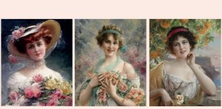 urfet sachir femeia Portrete de Émile Vernon 1872–1919 ”Frumusețe florală”, ”Fată cu trandafir”, .”Frumusețe sub trandafir”jpg