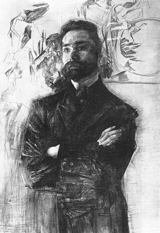 Valeri Briusov, portret de Mihail Vrubel. Sursa Wikipedia