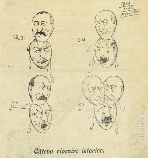 Caricatură din ”Moftul român”, seria a II-a, nr.1, duminică,1 aprilie 1901, p. 1