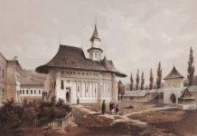 Mănăstirea Putna, 1850 – acuarelă de Franz Xaver Knapp. Sursa: dragusanul.ro