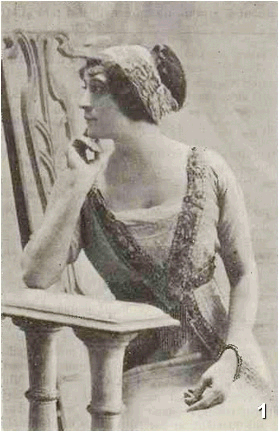 Fotografii din revista ”Viața Capitalei”, anul I, nr. 1, 20 decembrie 1911. Legenda: 1 – Yolanda Iris, p. 2; 2 – Reclamă Casino de Paris, p. 2; 3 – Vera Dolorosa, p. 3; 4 – Emil Dumitrescu, p. 4.