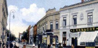 Iași, Strada Lăpușneanu cu băcănia Ermacov. Sursa: foto La Iași, orașul virtual