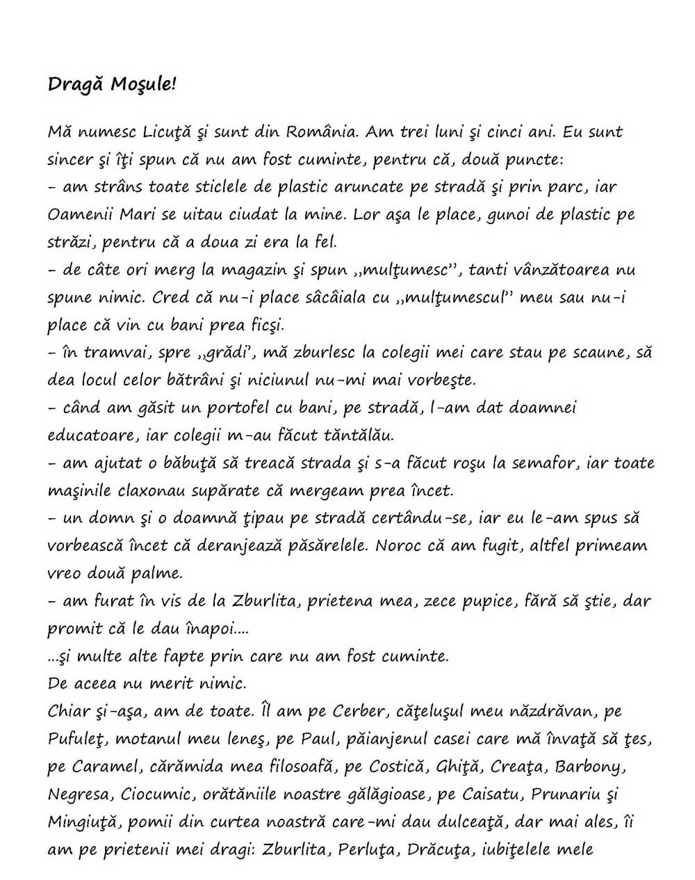 Scrisoare catre Mos Crăciun Lică Barbu 1