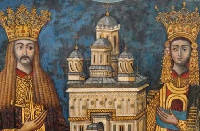 Tabloul votiv al lui Neagoe Basarab și al famiiliei sale, Mănăstirea Curtea de Argeș (fragment)