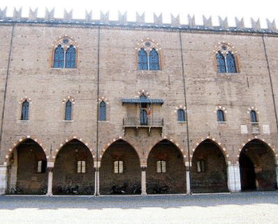Palatul ducal din Mantua, construit între secolele XIV – XVII de familia Gonzaga; camera pictată de Andrea Mantegna, ”Dormitorul soților”, 1474 – ansamblu și detalii