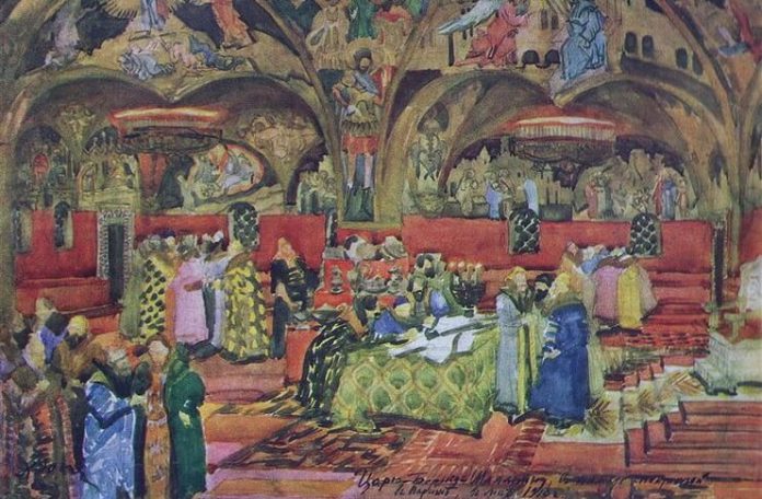 Schiță de decor pentru ”Boris Godunov”, Metropolitan Opera New York, 1913