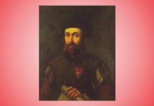 506 ani de la începutul primei călătorii în jurul lumii Fernando Magellan (în portugheză Fernão de Magalhães), copie după o gravură din 1784 ce ilustra circumnavigația din 1521