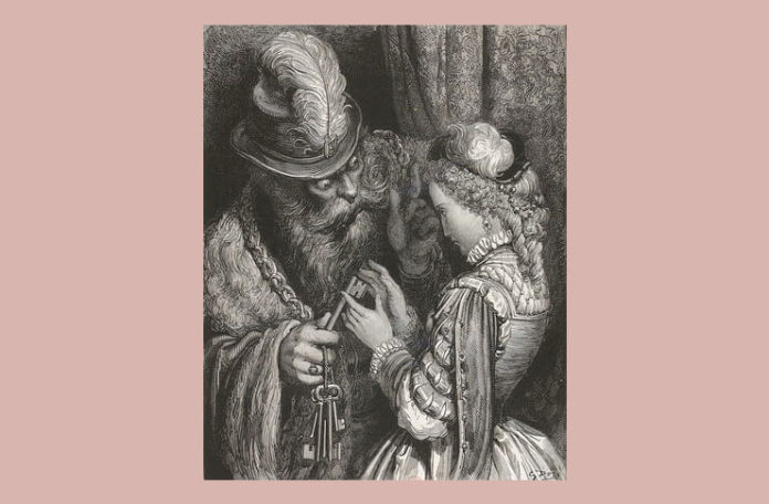 ”Barbe Bleue”, ilustrație de Gustave Doré la vol. ”Les Contes de Perrault” (Paris, Jules Hetzel, 1862)
