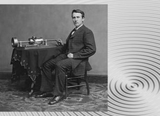 Fonograful lui Edison Edison cu primul său fonograf. Sursa foto: Wikipedia