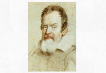 Primul telescop optic Galileo Galilei, portret în creion de Leoni, 1624