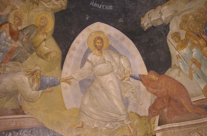 „Învierea Domnului”, frescă bizantină, Biserica Chora, Constantinopol, sec. al XIV-lea