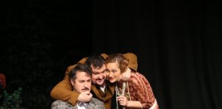 Gavril Pătru, Marius Rizea, Costina Cheyrouze în „Allegro, ma non troppo, Teatrul Național din București. Sursa foto: TNB