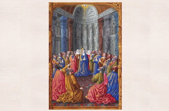Pogorârea Duhului Sfânt – dintr-un manuscris de secol XV