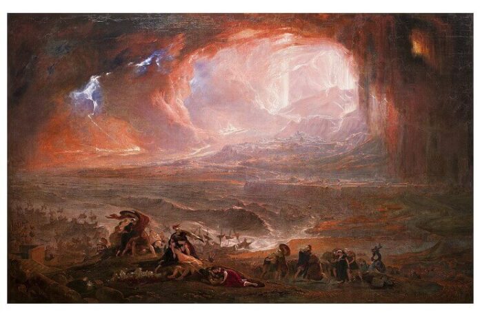 Distrugerea orașelor Pompei și Herculanum de John Martin (c. 1821) Distrugerea orașelor Pompei și Herculanum de John Martin (c. 1821)