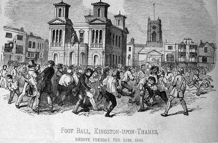 Primul club de fotbal din lume (24 octombrie 1857) 2 Foot_Ball,_Kingston-upon-Thames,_Shrove_Tuesday,_Feb._24th,_1846