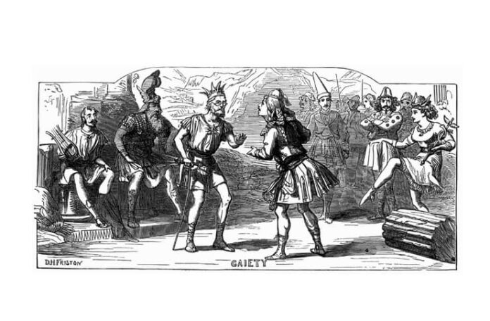 Thespis, detaliu din „Pantomima” de Davis Henry Friston,„Illustrated London News”, 6 ianuarie 1872