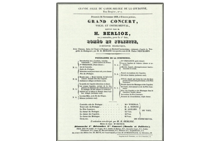 afis prima auditie romeo si julieta de berlioz