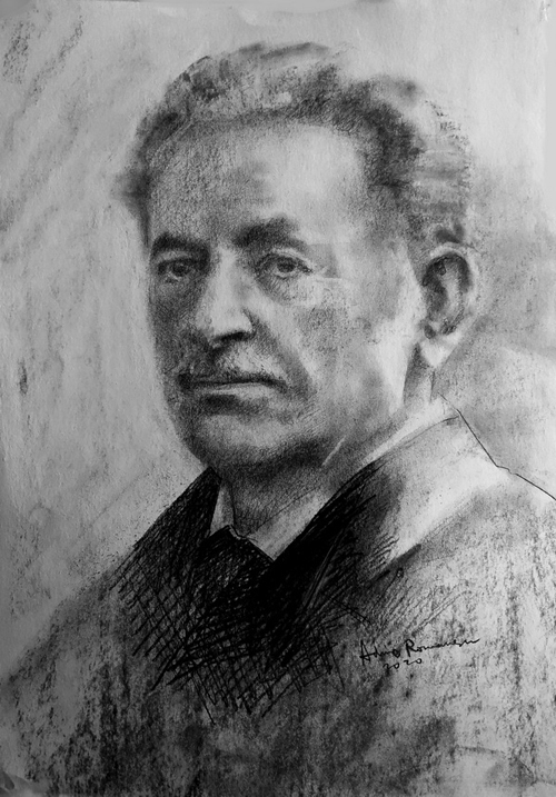 Ioan Slavici, portret de Adina Romanescu, 2020. Inedit. Copyright © Adina Romanescu
