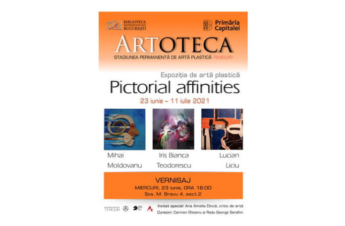 Afiș - Pictorial affinities, expoziţie inedită găzduită de Artoteca Bibliotecii Metropolitane Bucureşti