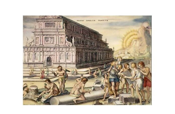 Templul lui Artemis, gravură de Philipp Galle după Maarten van Heemskerck, 1572