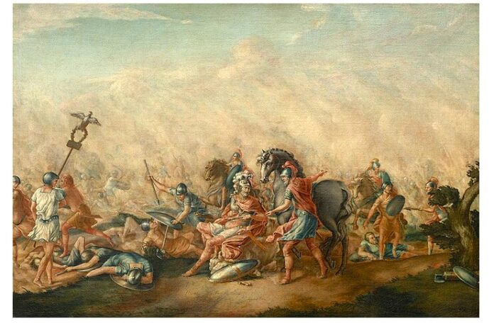 John Trumbull (1756-1843), „Moartea lui Lucius Aemilius Paullus în bătălia de la Cannae”, 1773