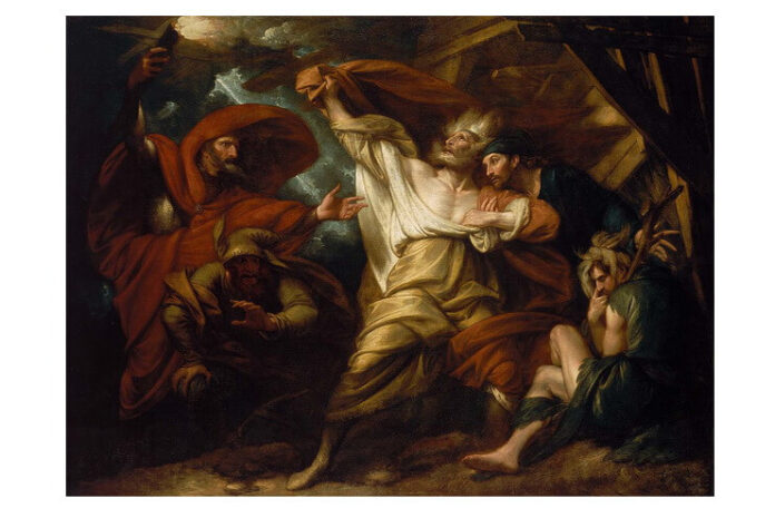 Benjamin West (1738–1820), Regele lear în furtună, actul III, scena 3 , ulei pe pânză, 1788