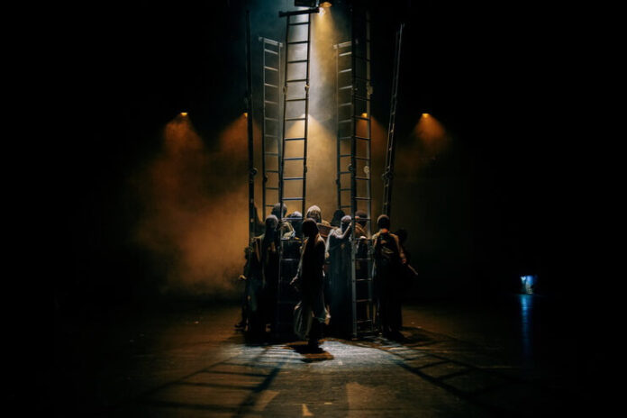 Imagine din spectacolul „Păsările”, Teatrul „Csiky Gergely” din Timișoara