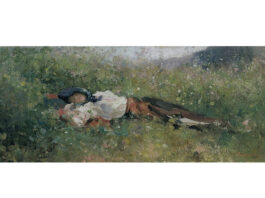 Nicolae Grigorescu, „Tărancă culcată în iarbă”, între 1886 și 1895