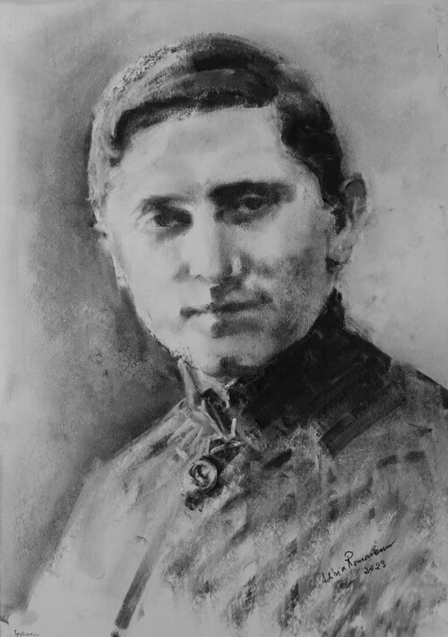George Topârceanu, portret de Adina Romanescu, 2023. Inedit. Copyright © Adina Romanescu, leviathan.ro