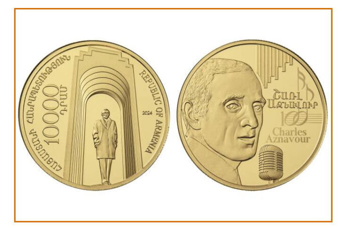 Moneda comemorativă, dedicată lui Charles Aznavour la Erevan Moneda comemorativă, dedicată lui Charles Aznavour la Erevan