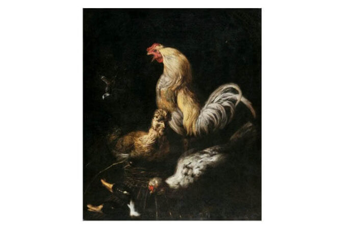 Daniel Schultz (1615–1683), „Un cocoș, doi pui și două rațe”, după 1660