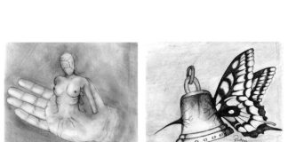 Proză de Rudy Roth, tradusă în limba engleză/Prose by Rudy Roth, translated into English Grafică de/Drawings by Rudy Roth: „Nașterea Evei”/”The Birth of Eve”, 2008 (left); „Fluturele tăcerii”/”The Butterfly of the Silence”, 2010