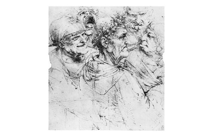 Leonardo da Vinci, „Capete grotești”, c. 1490