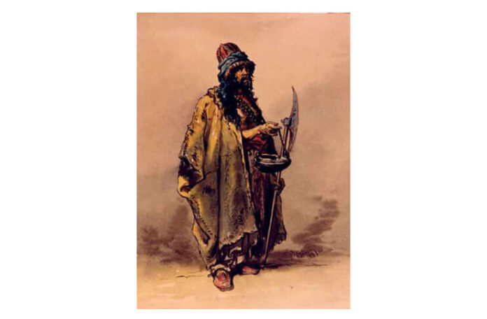 Amedeo Preziosi (1816–1882), pictor maltez, „Portretul unui derviș otoman”, acuarelă, anii 1860