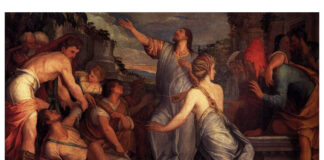 „Compasiunea, singura morală acceptabilă?” de Ionuț Cristache Giuseppe Porta (Giuseppe Salviati, 1520–1575), pictor italian, „Învierea lui Lazăr”, între 1540 și 1545