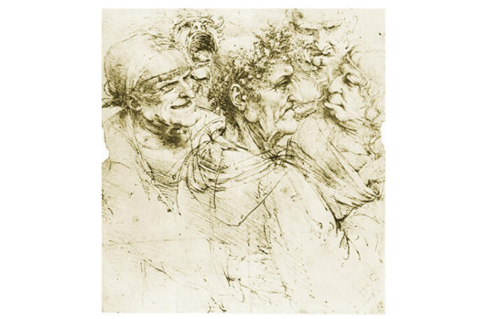Leonardo da Vinci, „Capete grotești”, c. 1490