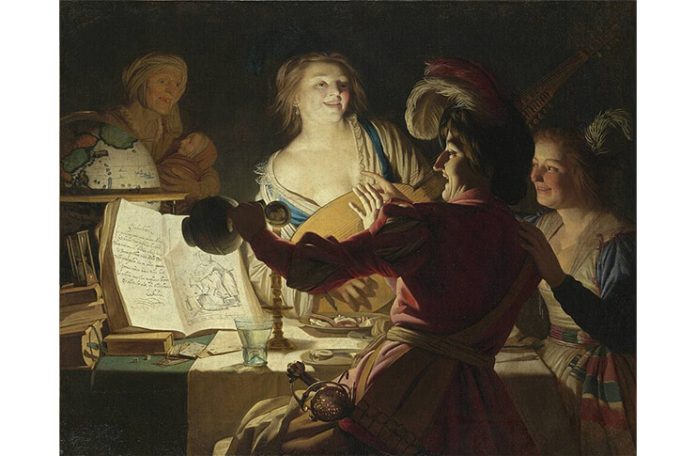 Gerard van Honthorst (1592–1656), pictor olandez, „Studentul vesel sau Compania veselă” (1623 sau 1625)
