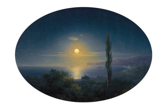 Ivan Aivazovski (1817–1900), pictor rus, „Coasta Crimeii la lumina lunii”, 1853 Ivan Aivazovski (1817–1900), pictor rus, „Coasta Crimeii la lumina lunii”, 1853