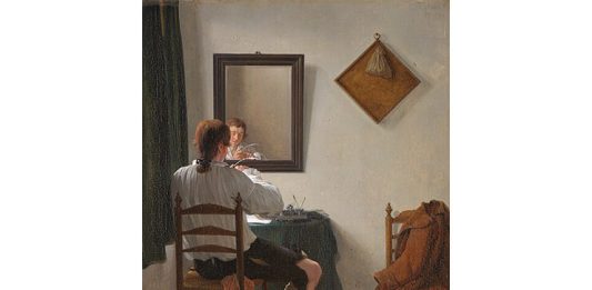 Jan Ekels cel Tânăr (1759–1793), pictor olandez. „Un scriitor aranjându-și pana”, 1784